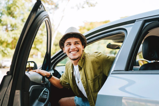 Man in car